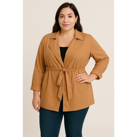 Bagatelle Collections Tie-Waist Jacket Lightweight Tan Trench Coat Size XL - Picture 1 of 9